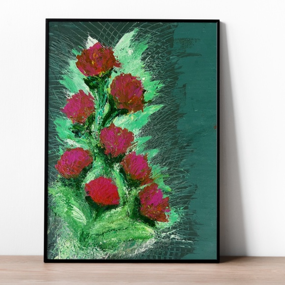 Burst of Flowers - Abstract Acrylic Texture Painting | Original Artwork 12x16 - Picture 1 of 7